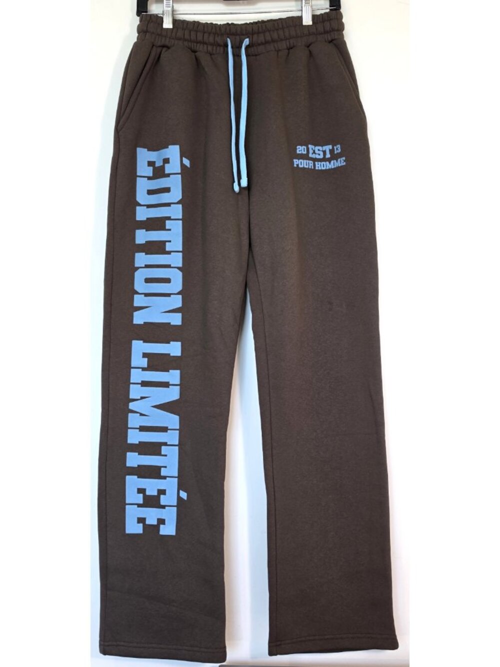 boohooMAN Mens Joggers Small Brown Edition Limitee Puff Print Varsity